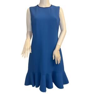 Victoria Beckham Blue Flounce Hem Sleeveless Dress Size 8